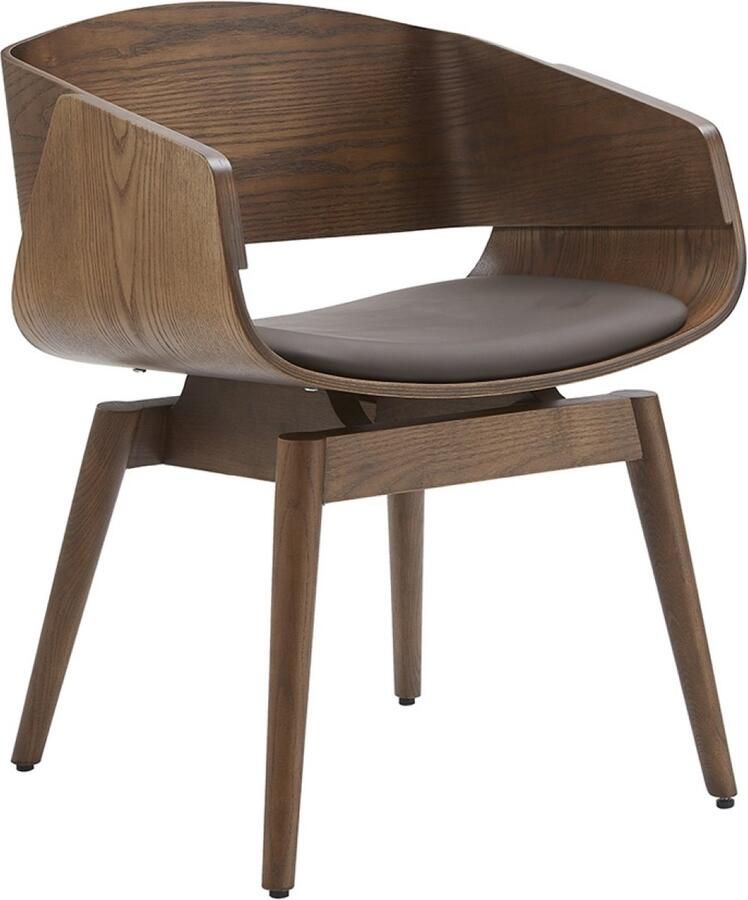 Ohno Memphis Houten Stoel Walnoot Leatherlook Zitting