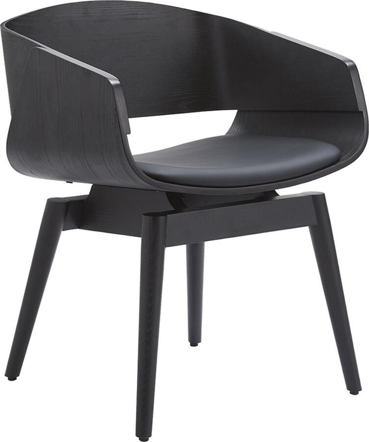 Ohno Memphis Houten Stoel Zwart Leatherlook Zitting