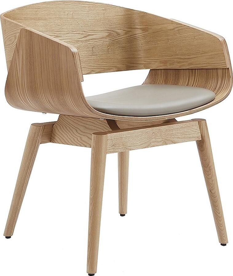 Ohno Memphis Houten Stoel Naturel Leatherlook Zitting