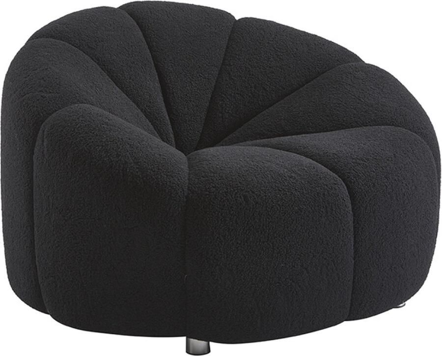 Ohno Mirabel Ronde Teddy Fauteuil Zwart Super Zacht Materiaal Unieke Vorm