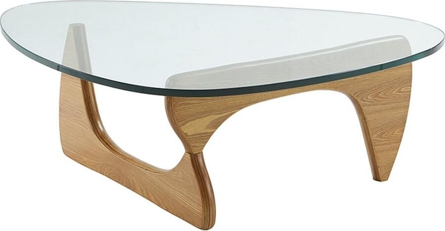 Ohno New York Koffietafel Salontafel Naturel Houtskleur Dik Gehard Glas Flexibel Onderstel