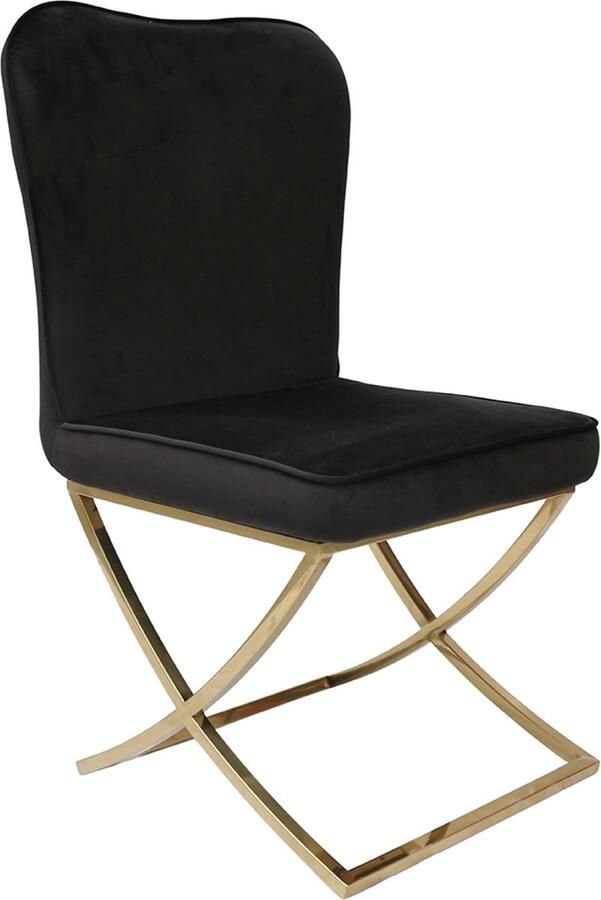 Ohno Furniture OHNO Aken Eetkamerstoel Zwart Goud Zachte Zitting