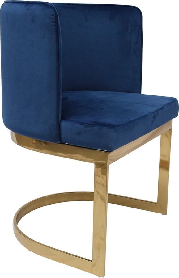 Ohno Furniture OHNO Atlanta Eetkamerstoel Blauw Goud Zachte Zitting