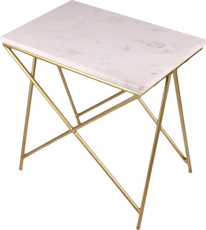 Ohno Furniture OHNO Briggs Bijzettafel Wit Marmerlook Blad Gouden poten Hoog