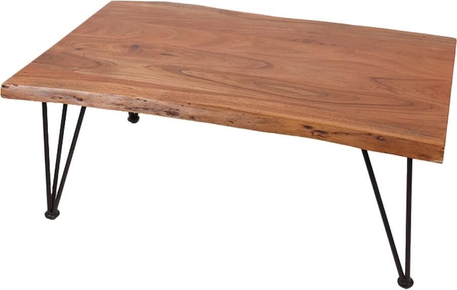 Ohno Furniture OHNO Daria Koffietafel Salontafel Houten Blad Zwart Metalen Poten