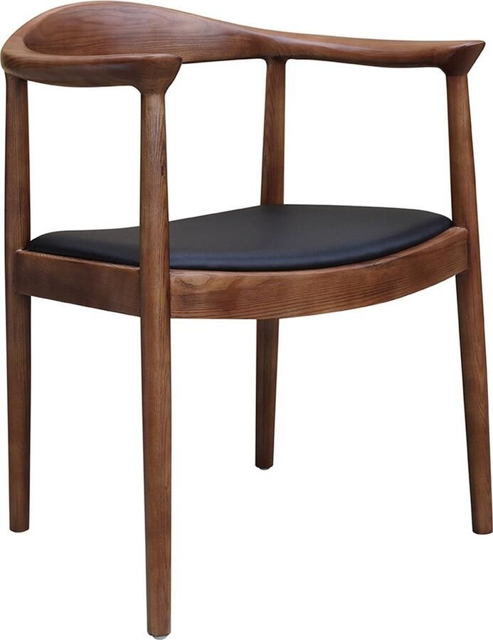 Ohno Furniture OHNO Furniture Lahti Eetkamerstoel Essenhout Walnoothout PU-Leer Modernemeubels Eetkamerstoel Bruin