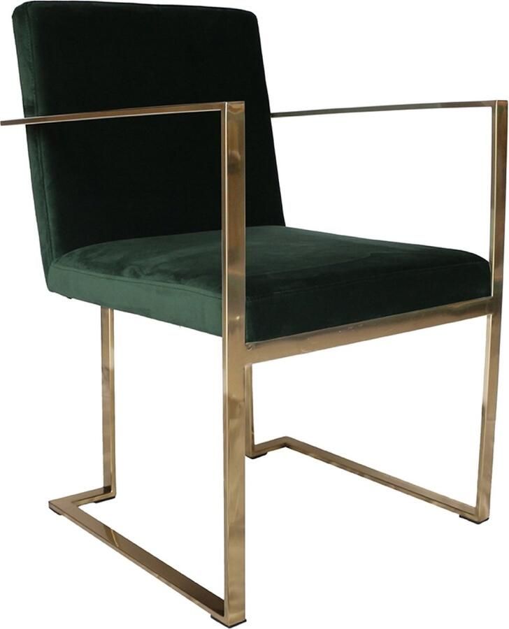 Ohno Furniture OHNO Kansas Eetkamerstoel Groen Goud Zachte Zitting
