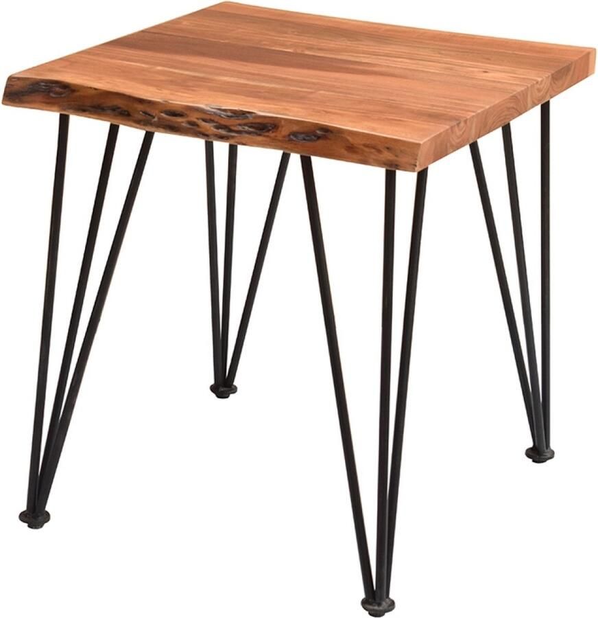 Ohno Furniture OHNO Liv Bijzettafel Salontafel Hout Boomstamblad Zwart Metalen Poten