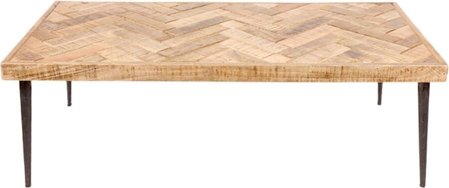 Ohno Furniture OHNO Omos Koffietafel Salontafel Hout Visgraatlook Zwart Metalen poten