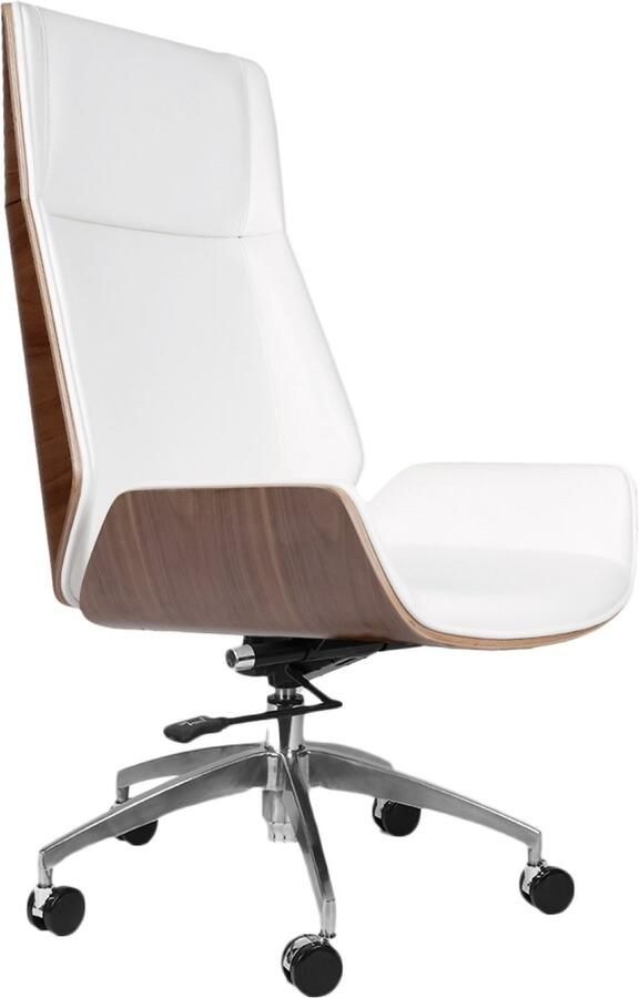 Ohno Furniture OHNO Rotterdam Bureaustoel Wit Bruin Verstelbaar Draaibaar