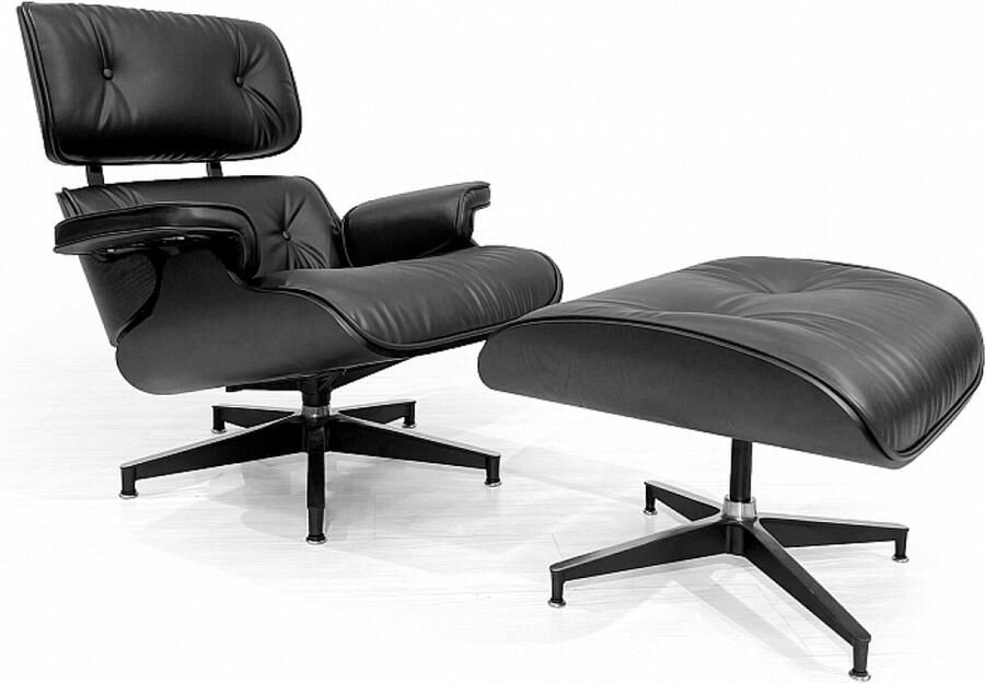 Ohno Furniture OHNO San Fransisco-Leisure Chair with Ottoman-Black Draaibaar Verstelbaar Rolbaar