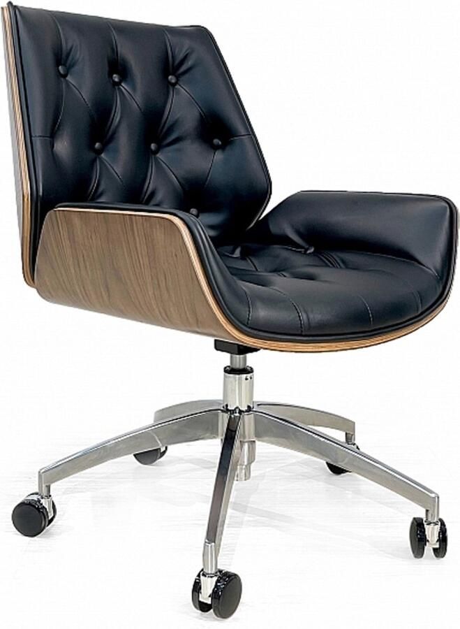 Ohno Furniture OHNO Sofia Desk Chair-Black Walnut Wood Draaibaar Verstelbaar Rolbaar