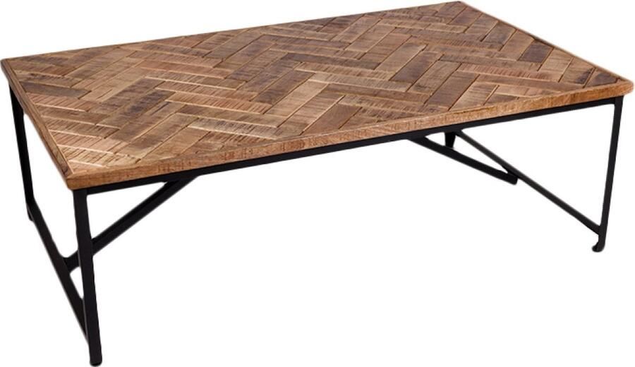 Ohno Furniture OHNO Trevor Salontafel Hout Visgraatlook Zwart Metalen poten