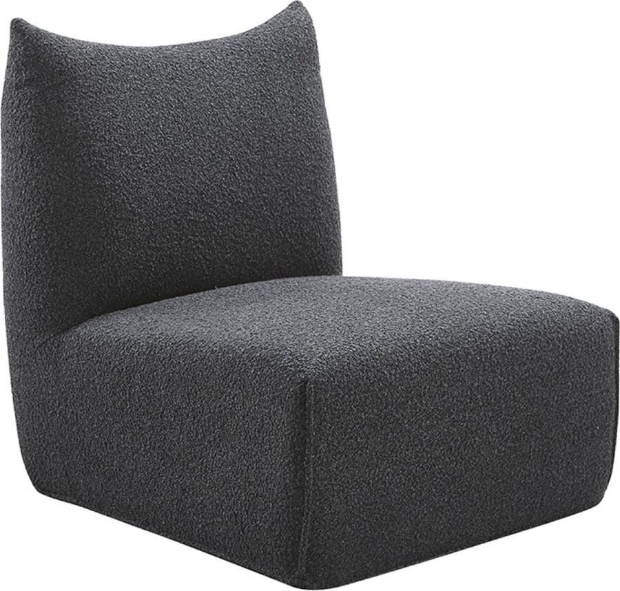 Ohno Riverside Teddy Lounge Stoel Zwart Super Zachte Stof