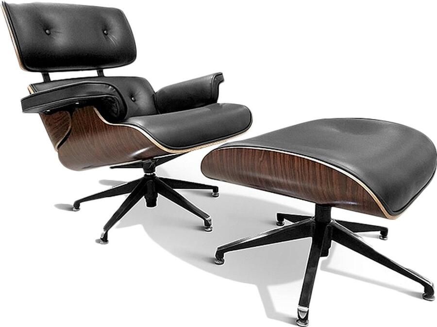 Ohno Furniture OHNO San Fransisco Lounge Stoel met Voetenbank Zwart Rose Verstelbaar Draaibaar