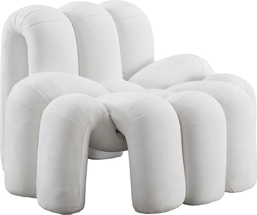 Ohno Scottsdale Moderne Lounge Stoel Wit Stof Unieke Vorm