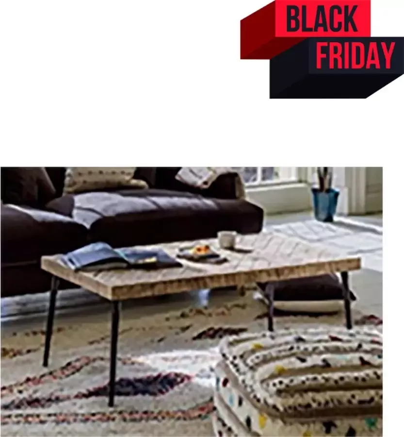 Ohno Furniture Omos Koffietafel Salontafel Tafel Mangohout RVS Zwart Industrieel
