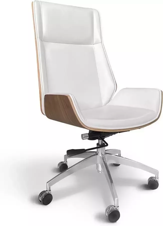Ohno Furniture Rotterdam Bureaustoel Kantoorstoel Stoel Imitatieleer Multiplex Wit Bruin - Foto 2
