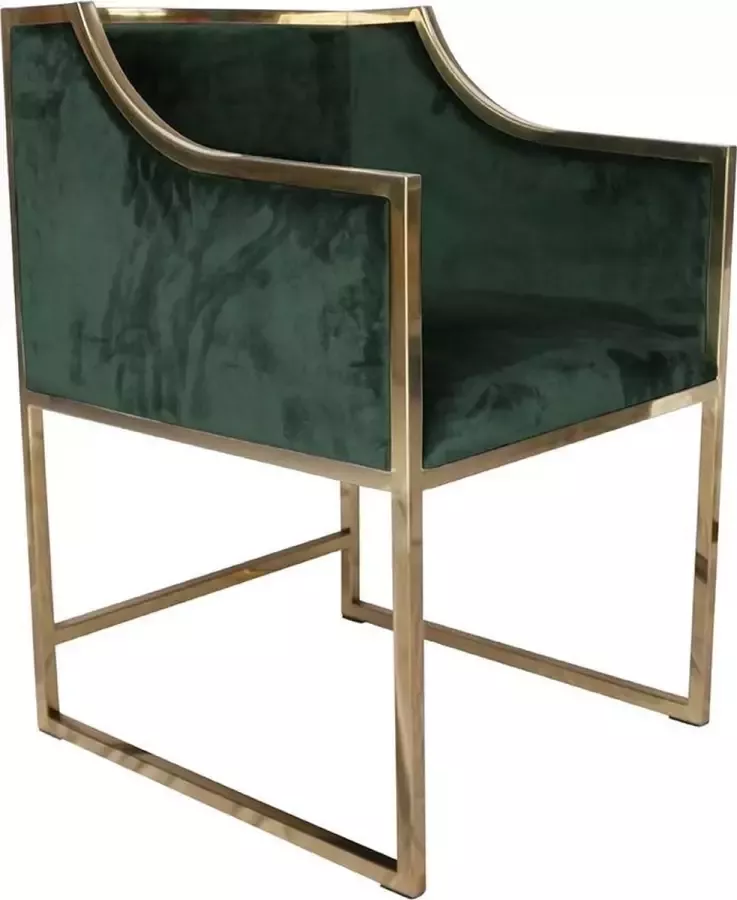 Ohno Furniture San Diego Eetkamerstoel Stoel Fluweel Groen Goud