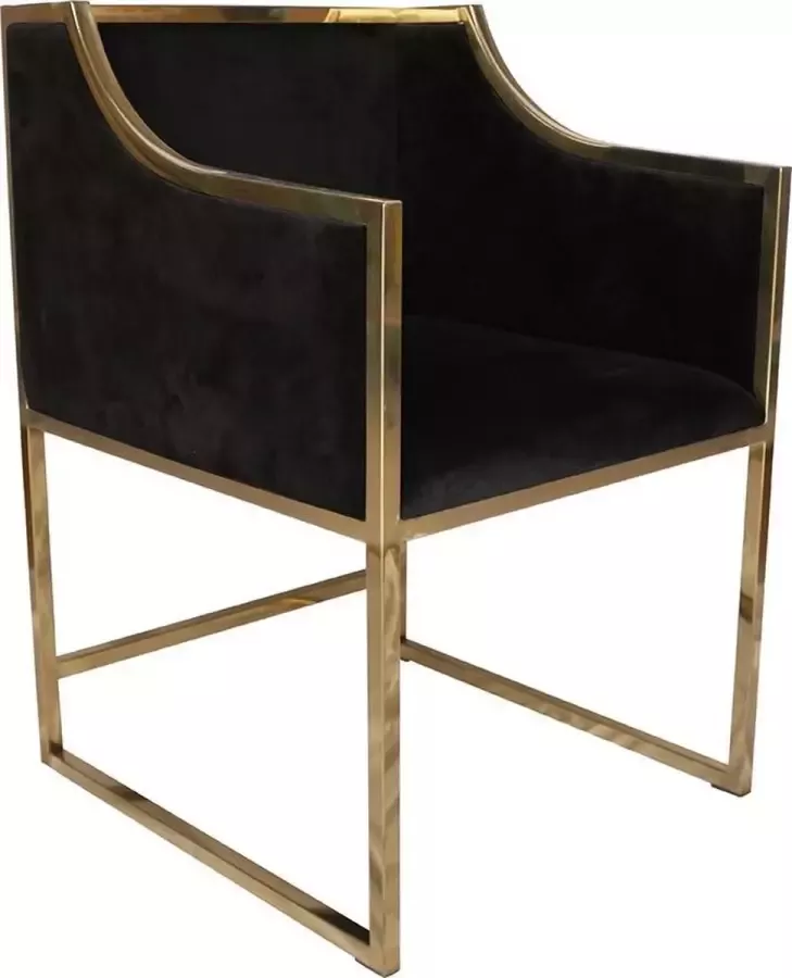 Ohno Furniture San Diego Eetkamerstoel Stoel Fluweel Zwart Goud