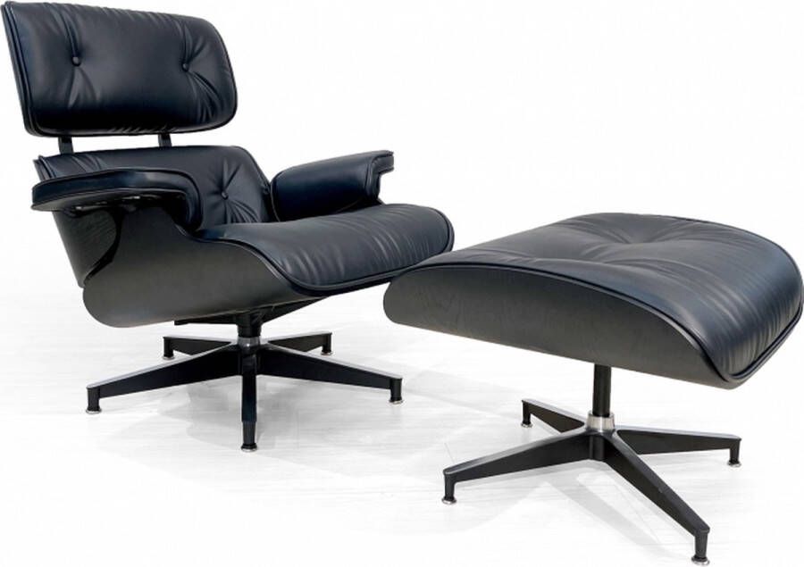 Ohno Furniture San Fransisco Lounge Stoel met Voetenbank stoel loungestoel loungeset luiestoel Zwart