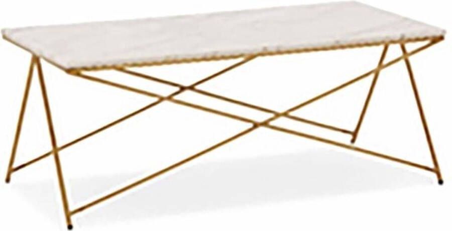 Ohno Furniture OHNO Scott Salontafel Wit Marmerlook Blad Gouden poten