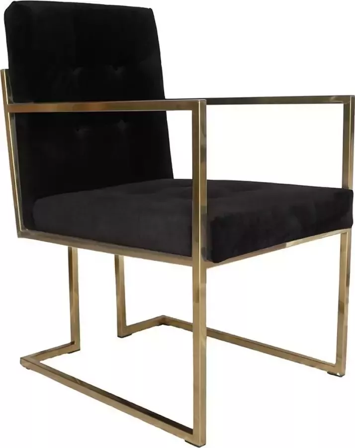 Ohno Furniture Siena Eetkamerstoel Stoel Fluweel Zwart Goud