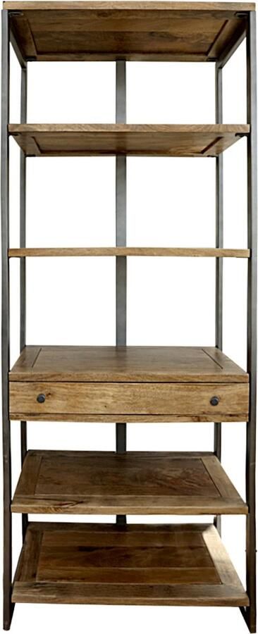 Ohno Asuka Boekenkast Hout 4 schappen 1 lade Metalen Frame