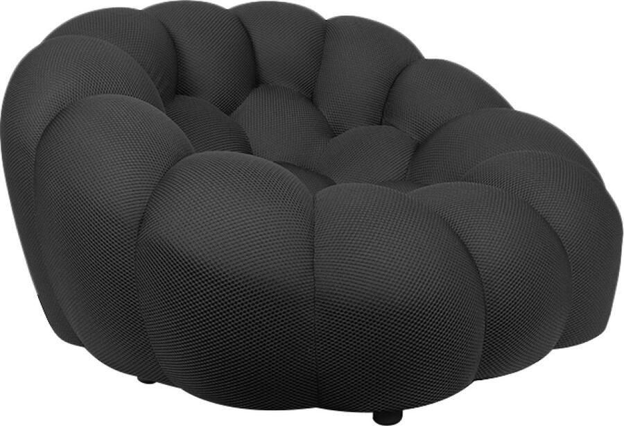 Ohno Quebec Bubbel Fauteuil Zwart Super Zachte Stof Unieke Vorm
