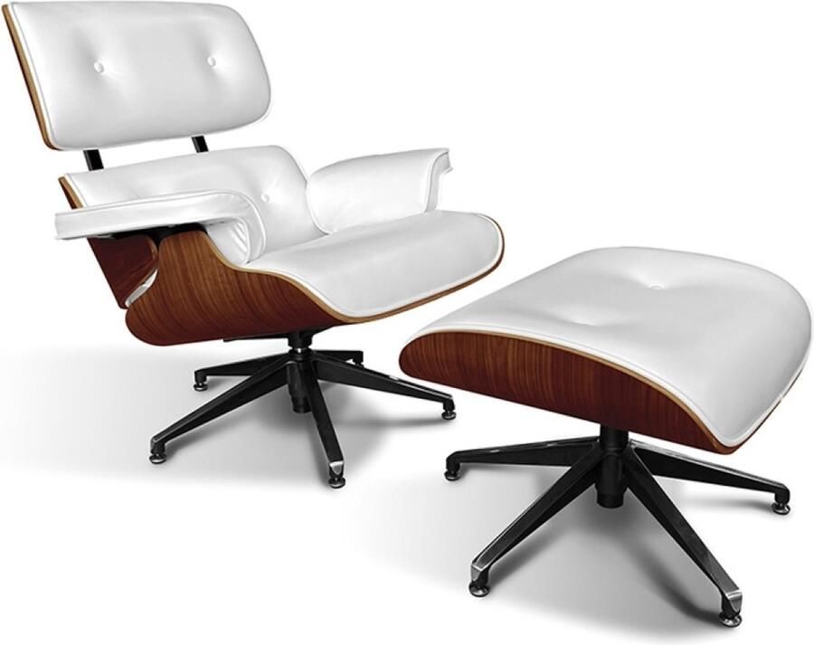 Ohno Furniture OHNO San Fransisco Lounge Stoel met Voetenbank Wit Rose Verstelbaar Draaibaar