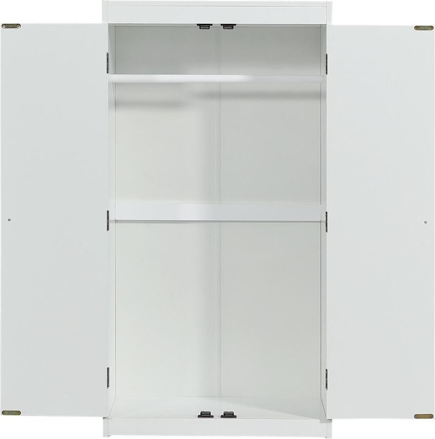 Ojiuboo Kinderstapelbed met leuning bureau en kledingkast schuifmodel wit grenenhouten structuur 90x200cm