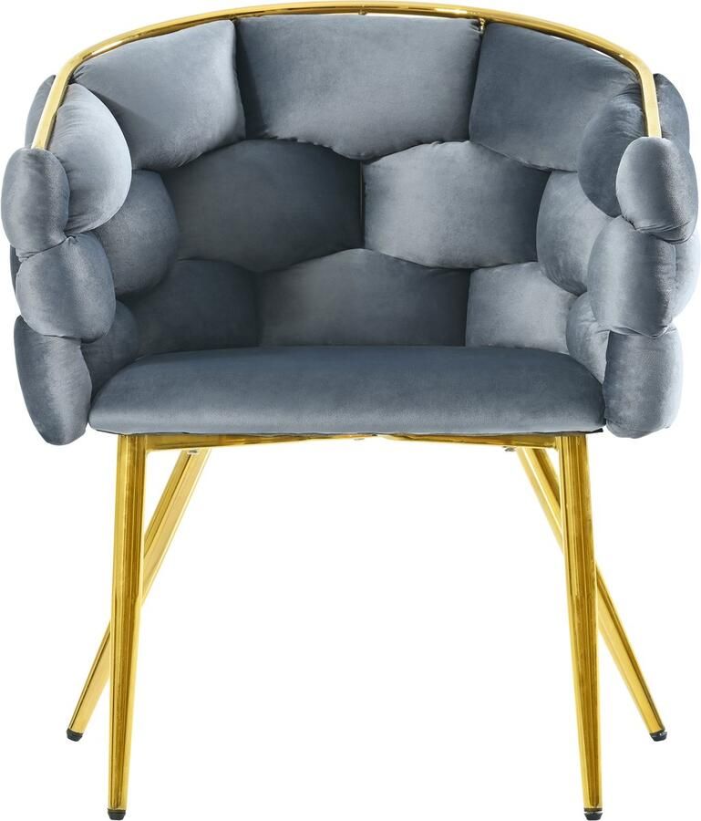 Ojiuboo -Luxe fluwelen eetkamerstoel Vergulde smeedijzeren poten Ergonomische rugleuning Verstelbare voorpoten Grijs