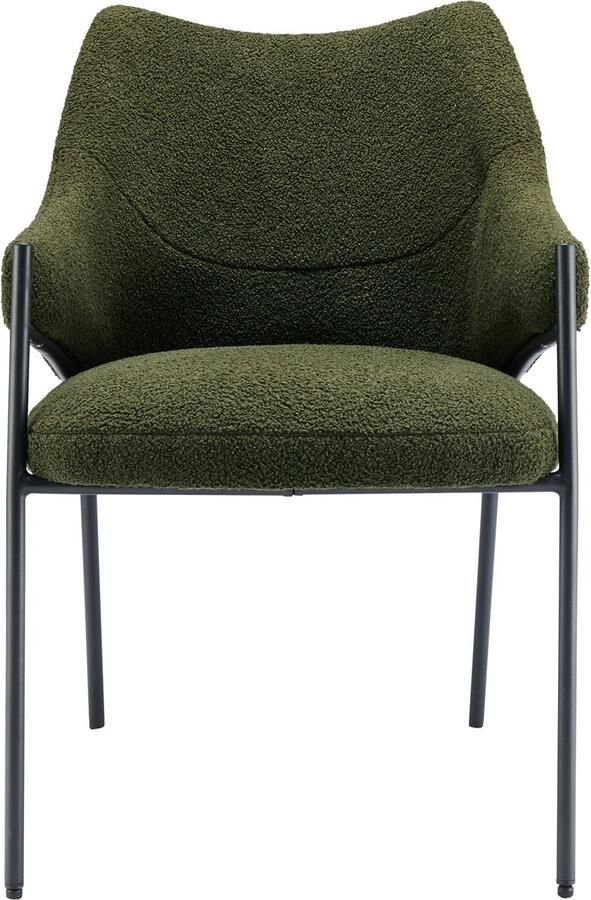 Ojiuboo -Modern Comfort Series Lounge eetkamerstoel Lamsvacht pluche bekleding Verdikte zitting en armleuningen Stevige metalen poten Groen (1 stuk)