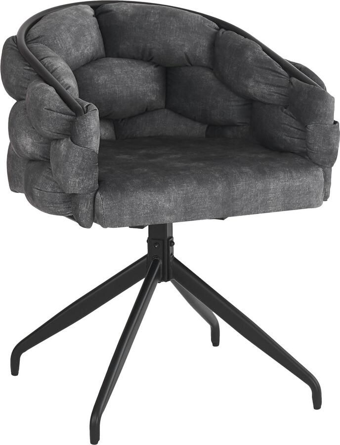 Ojiuboo -Modern Fashion Series Draaibare eetkamerstoelset Fluwelen bekleding 360° draaibaar Ergonomische rugleuning Grijs Set van 4 stuks