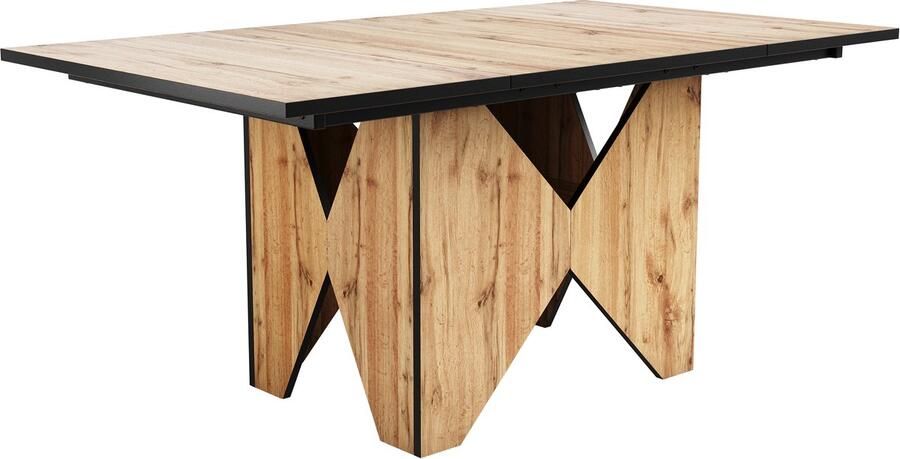 Ojiuboo -Modern Series Rechthoekige eettafel MDF-blad met natuurlijke houtnerf Stevig vast onderstel Bruin 138 5 x 80 cm