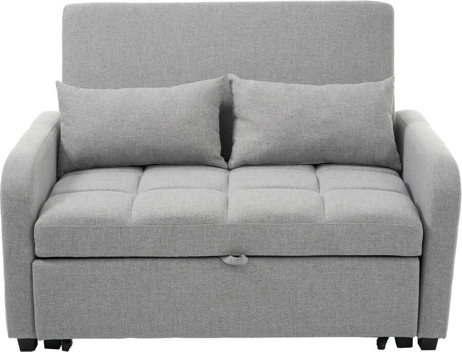 Ojiuboo -Multifunctionele opvouwbare slaapbank Verstelbare rugleuning Met comfortabele kussens Katoen en linnen Grijs 180x127cm