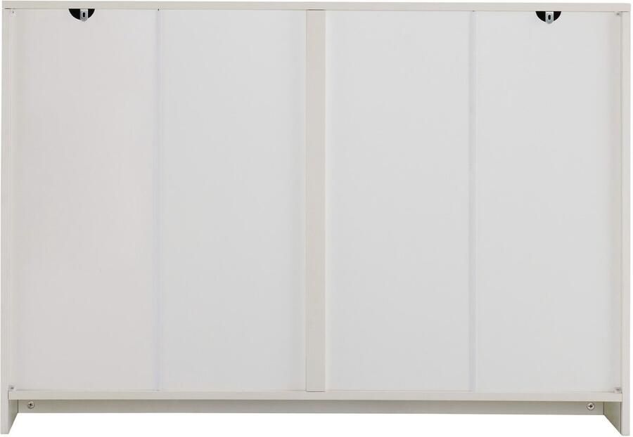 Ojiuboo -Opbergkast met zes laden – Luxe boogontwerp + metalen handgreep – Crèmewitte ladekast met grote inhoud voor woonkamer slaapkamer – Afmeting 120x40x82cm