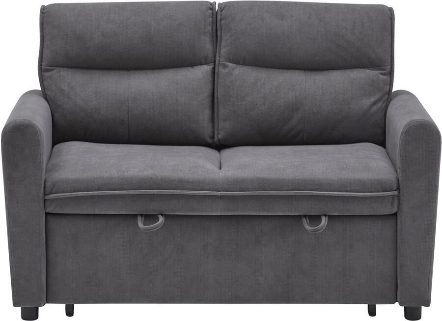 Ojiuboo Slaapbank Modern uitklapbaar tweepersoons slaapbankontwerp Verstelbare rugleuning in vijf standen Inclusief kussens Ruimtebesparend Frame van hout en metaal Fluwelen bekleding Grijs 174x103cm