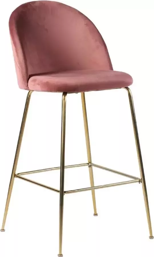 Old Inn Wonen House Nordic Lausanne Barkruk rose in fluweel w. Poten in messinglook - Foto 3