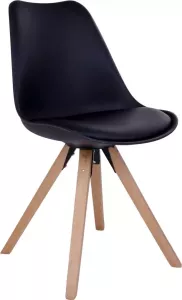 Old Inn Wonen Old Inn Bergen Eetkamerstoel Zwart Stof Zwarte Houten Poten 48x42x86cm Set van 2 stuks