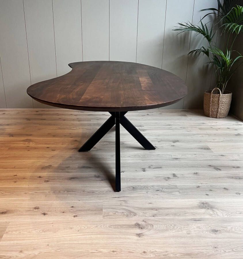 Old Inn Wonen Old Inn Eetkamertafel mango organisch Kidney walnoot met spinpoot - Foto 2