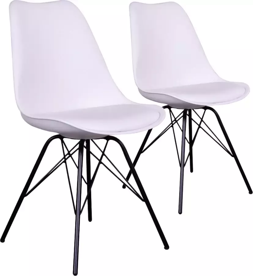 Old Inn Wonen Eetkamerstoel Oslo Stoel in wit met chromen poten set van 2