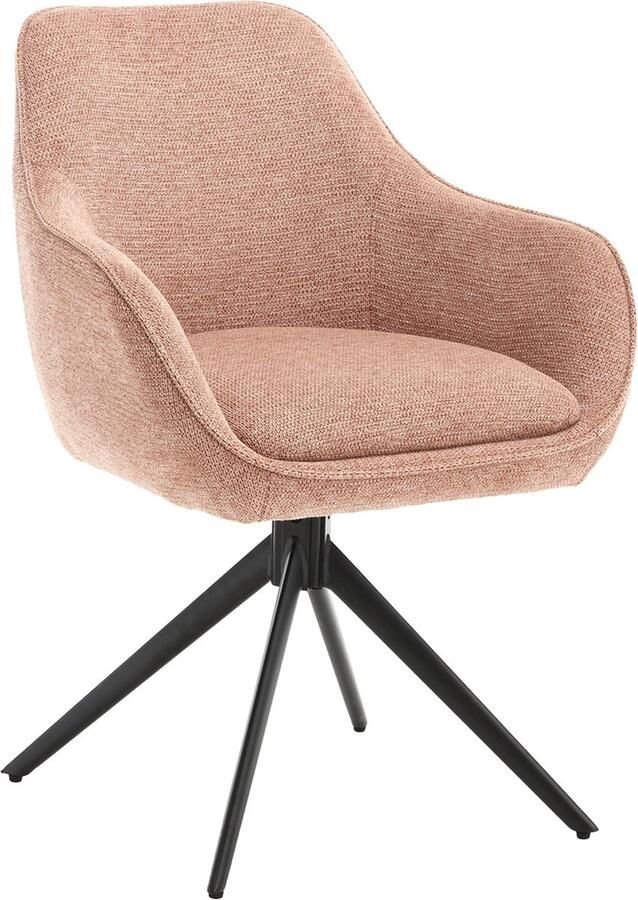 Old Inn Wonen Eetkamerstoel Stof Roze Draaibaar 64x59x84cm Thomas Livingfurn Set van 2