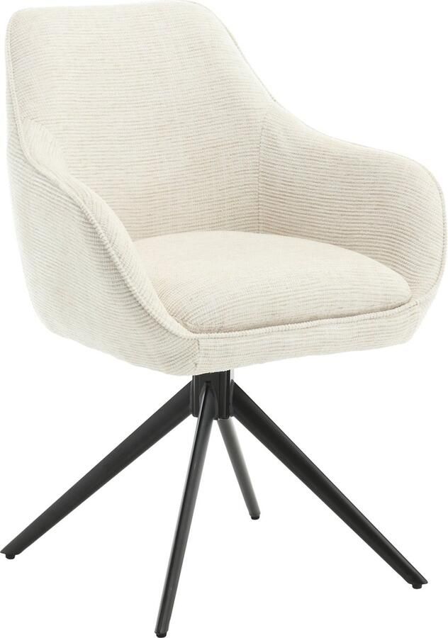 Old Inn Wonen Eetkamerstoel Stof Zand Draaibaar 64x59x84cm Thomas Livingfurn Set van 2