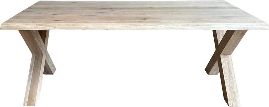 Old Inn Wonen Old Inn Boomstamtafel eiken 200x100cm met eiken X poten