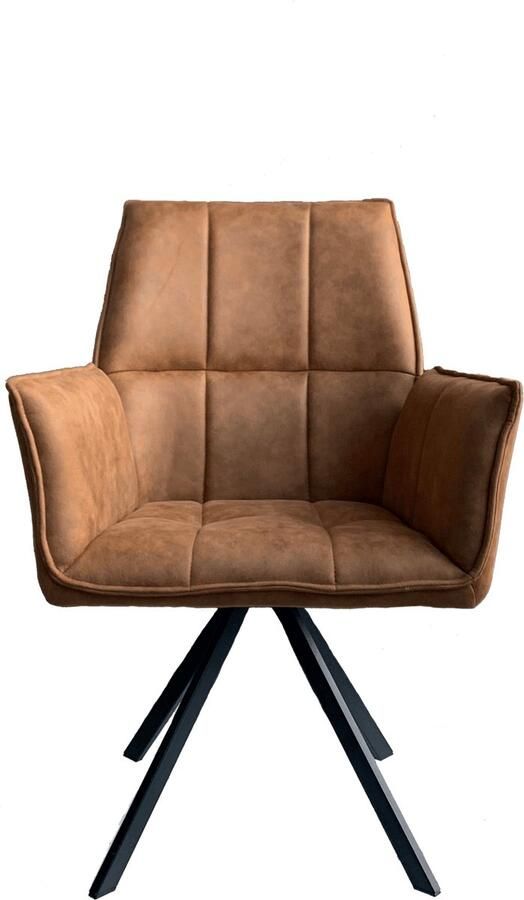 Old Inn Wonen Old Inn Sam Eetkamerstoel Met Armleuning Imitatieleer Bruin Cognac 63x92x65cm Set van 2 stuks- let op prijs is per stuk