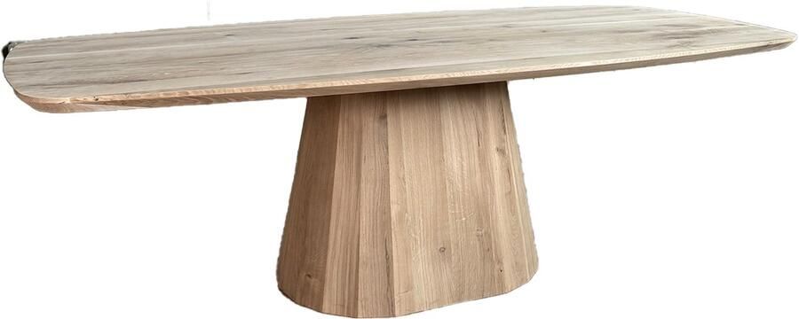 Old Inn Wonen Old Inn Eetkamertafel eiken Deens ovaal facet met eiken kolompoot 240x110cm