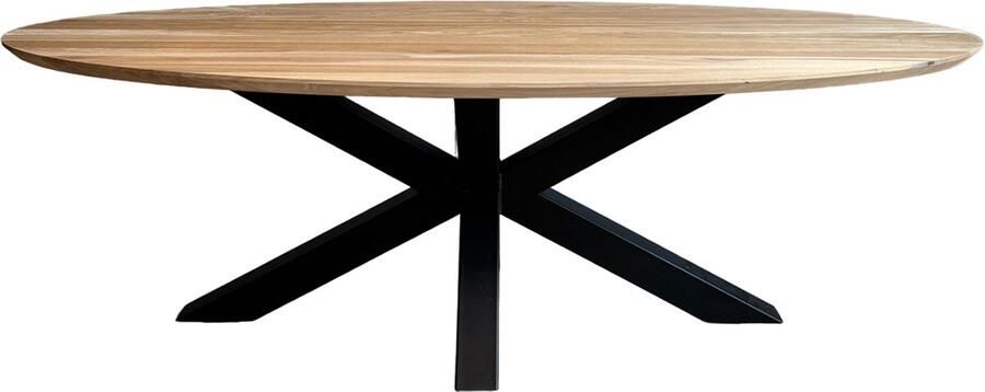 Old Inn Wonen Old Inn Eetkamertafel eiken ovaal facet met spinpoot 240x110