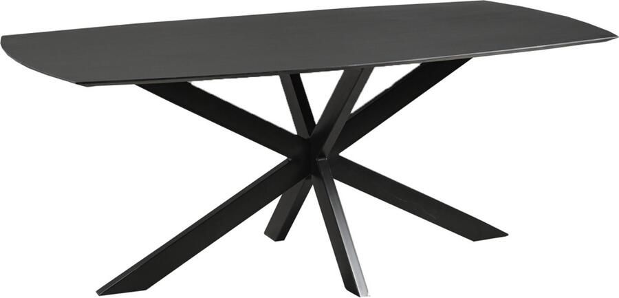 Old Inn Wonen Old Inn Eetkamertafel Mango Deens ovaal Zwart 240x100 cm met Spinpoot - Foto 2