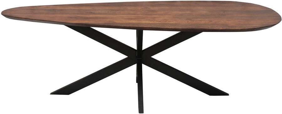 Old Inn Wonen Old Inn Eetkamertafel mango organisch Druppel walnoot met spinpoot 160 cm